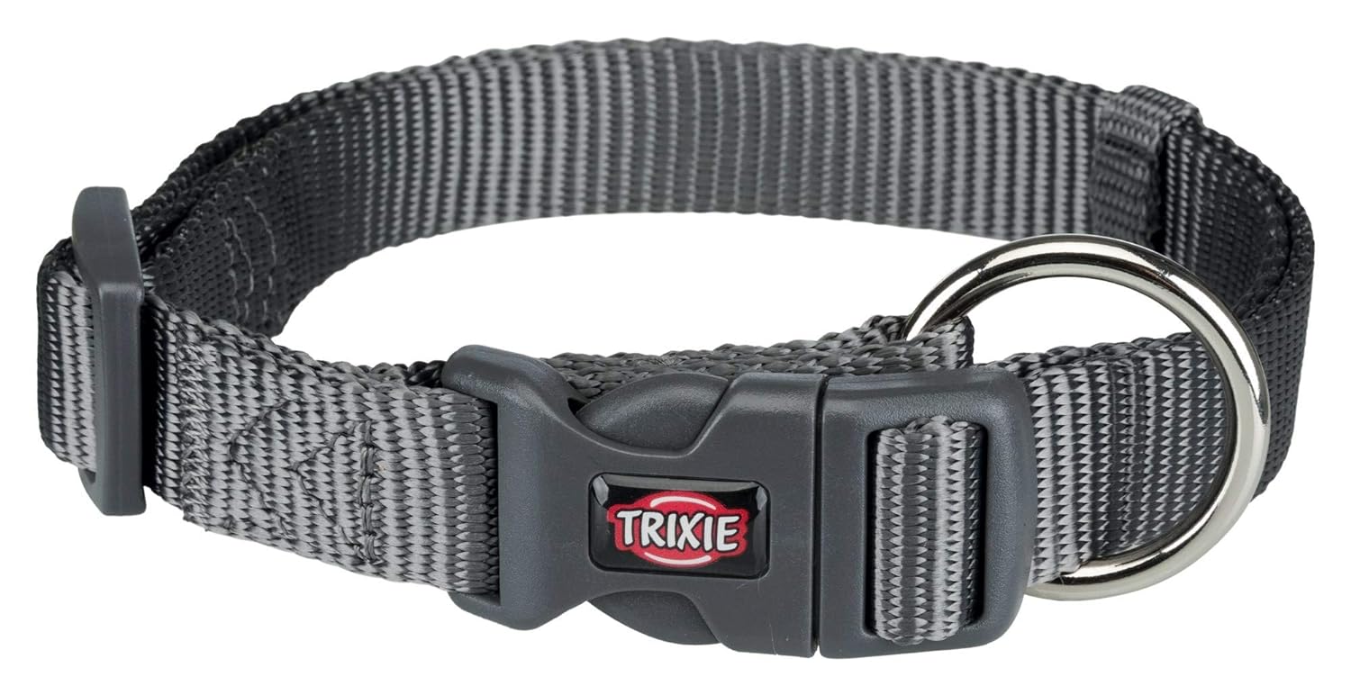 Trixie Premium Soft Adjustable Collar, L-XL: 40-65cm/25mm, Graphite…