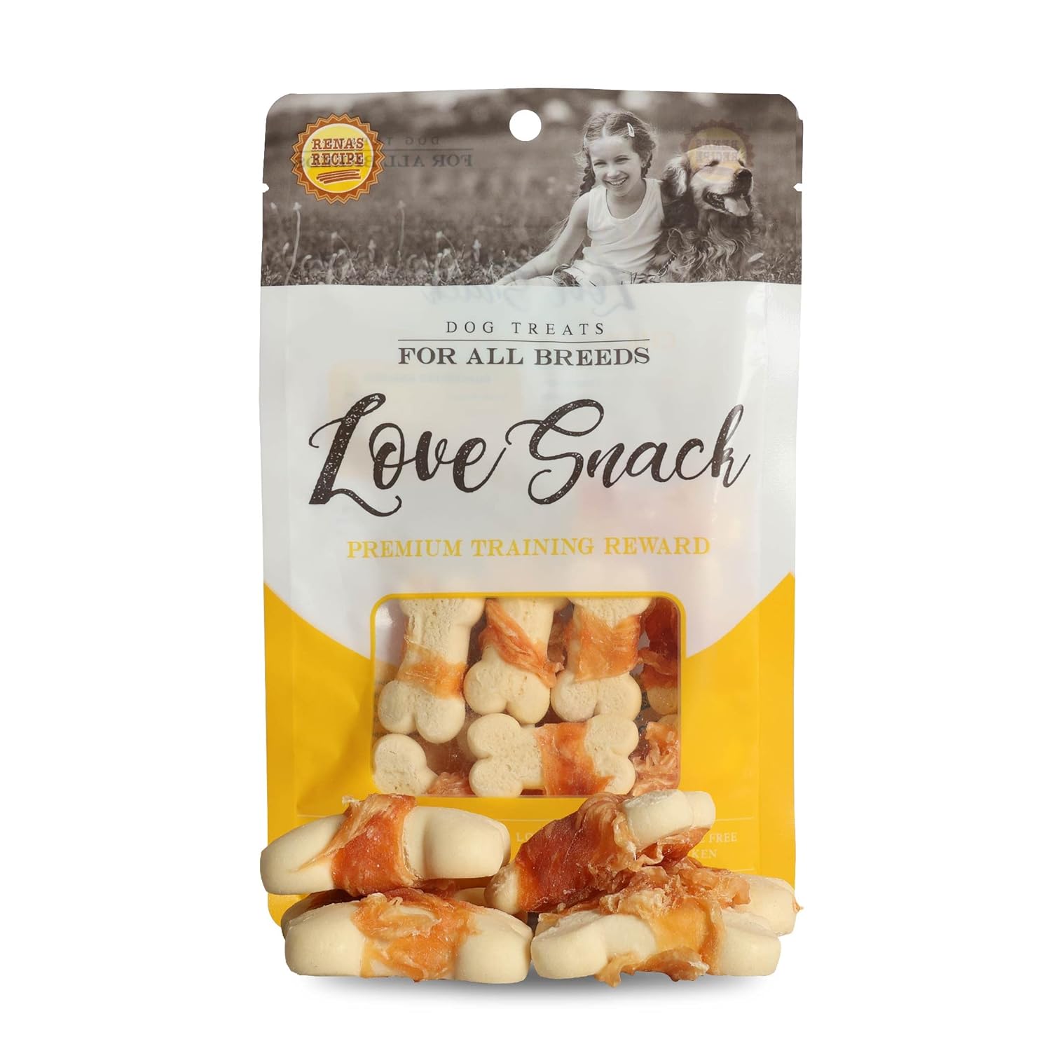Rena's Love Snack Chicken Wrap Biscuit Dog Treat, for All Dog Breed, Easy to Digest, Low in Fat, 100% Cage Free Chicken, Rich in Protein, Training Treats, 120g (Pack of 2)…