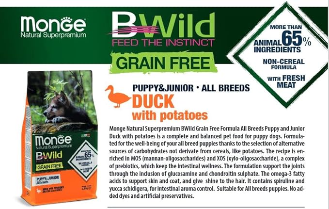 B-Wild Grain Free Puppy & Junior All Breeds with Duck and Potatoes for Dogs 2.5kg