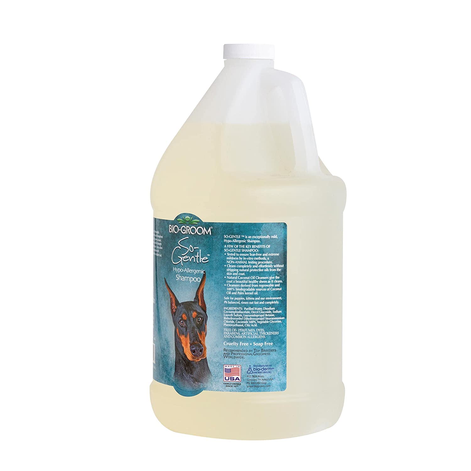 Bio-Groom So Gentle Hypo-Allergenic Soap Free Shampoo exceptionally mild for Most Sensitive pet’s Tear-Free mild Fragrance for Shiny and Lustrous Coat with Coconut Oil and Palm Kernels, 3.8 litres