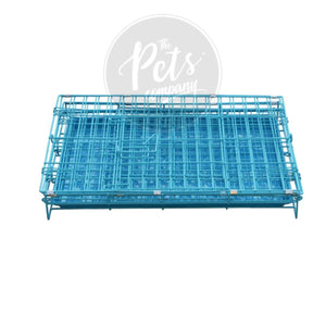 Double Door Folding Metal Dog Cage with Paw Protector, for Small Dogs and Puppies, Small, Blue, 24 Inch
