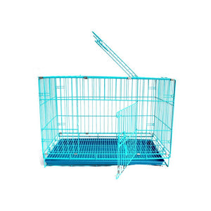 Easy To Move With Removable Tray Iron Cage For Dog & Rabbit 18 Inch Sky Blue