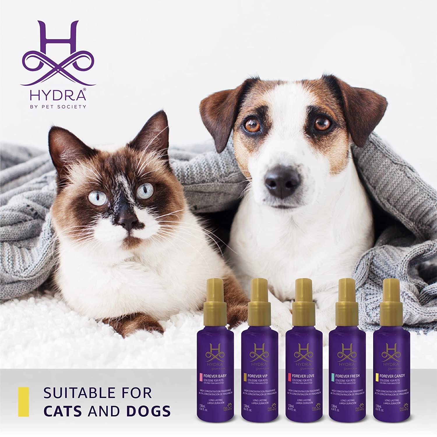 Hydra Groomers’ Forever Cologne Series for Cats & Dogs, Best Finishing Touch After a Full Treatment in The Grooming Salon | with Long Lasting Floral Fragrance, No More Wet Dog Smell – 130 ml