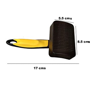 Smarty Pet Dog Grooming Self Cleaning Slicker Hair Brush for Dogs & Puppies, Small (Yellow, Black Colour)