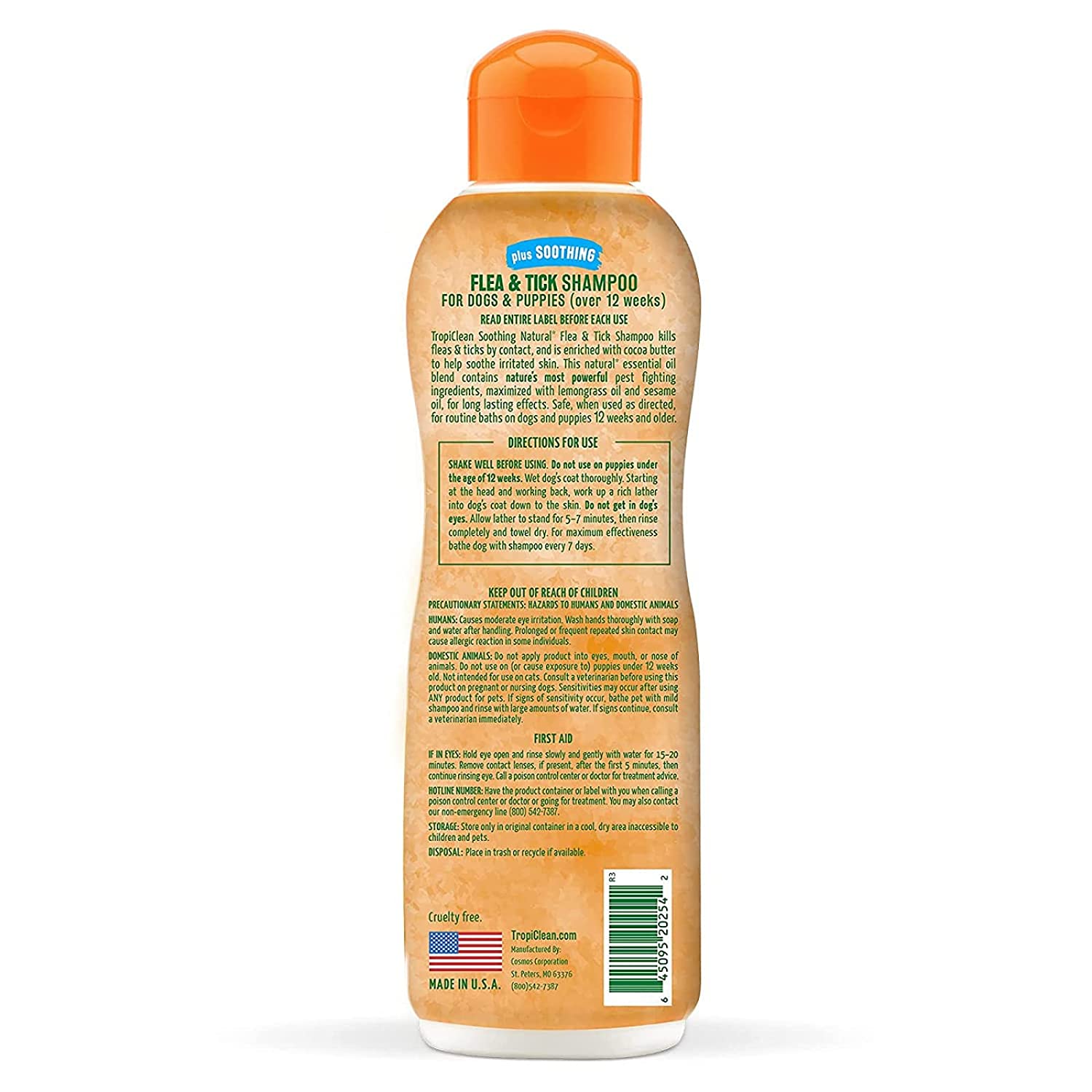 TropiClean Natural Flea & Tick Plus Soothing Shampoo for Dogs, Soothe Irritated 592 ML BIG BOTTLE