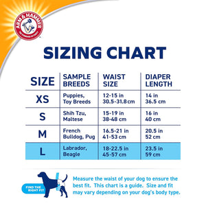 Arm & Hammer for Pets Female Dog Diapers, Size Large, 12 Count | Ultra-Absorbent, Adjustable Girl Dog Diapers with Leak-Proof Protection and Wetness Indicator