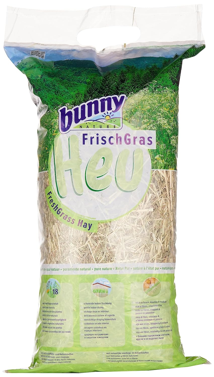 Bunny Nature Super Premium Fresh Grass Hay Pure Nature - 750 G | Premium Rabbit Food | High-Fiber, Natural Hay for Rabbits Single Food