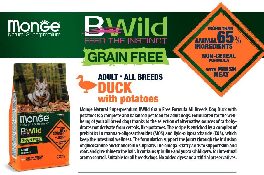 B-Wild Grain Free Adult All Breeds Duck with Potatoes for Dogs 12kg…