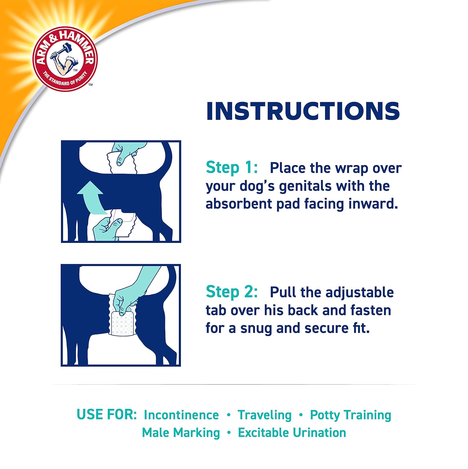Arm & Hammer for Pets for Pets Female Dog Diapers, Size Small, Ultra-Absorbent, Adjustable Girl Dog Diapers with Leak-Proof Protection and Wetness Indicator (Pack of 1, 12 Count Total)
