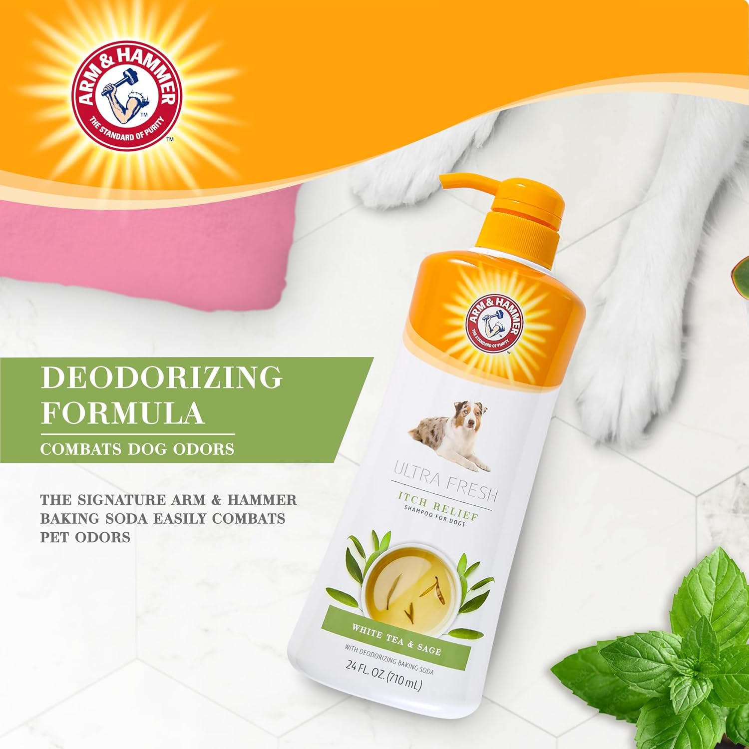 Arm & Hammer for Pets Ultra Fresh Itch Relief Shampoo with Oatmeal & Aloe Value Size with Pump 24oz | Great Smelling Dog Grooming Supplies, Bathing Supplies, Wash, Puppy Shampoo, Pet Shampoo