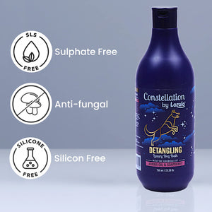 Lozalo Constellation Dog Shampoo - 750ml Detangling Conditioning Long & Short Coat Fur Wash for Puppies Adult Dogs ; Jojoba Oil for Knots Tangle-Free Silky Pet Hair