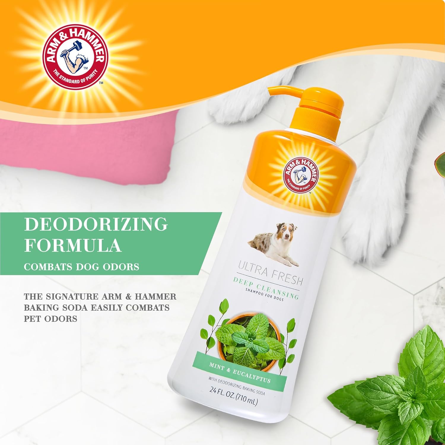 Arm & Hammer for Pets Ultra Fresh Deep Cleansing Dog Shampoo with Charcoal & Rosemary, Value Size 24oz | Great Smelling Pet Grooming and Bathing Supplies, Puppy Wash
