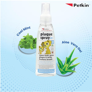 Petkin Cool Mint Plaque Spray for Dogs & Cats, No Brush Cleaning, Brightens Teeth, Freshens Breath, Easy Application, Daily Use, Remove Plaque and Tartar, 120 ml