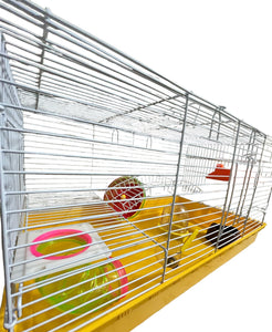 Gorilla pets Hamster Cage/Playhouse for Dwarf Hamster/Gerbil/Mice with a Food Cup, Water Bottle and Exercise Wheel with a house and bridge, and slide tunnel   (Color May Vary) big hamster home cages