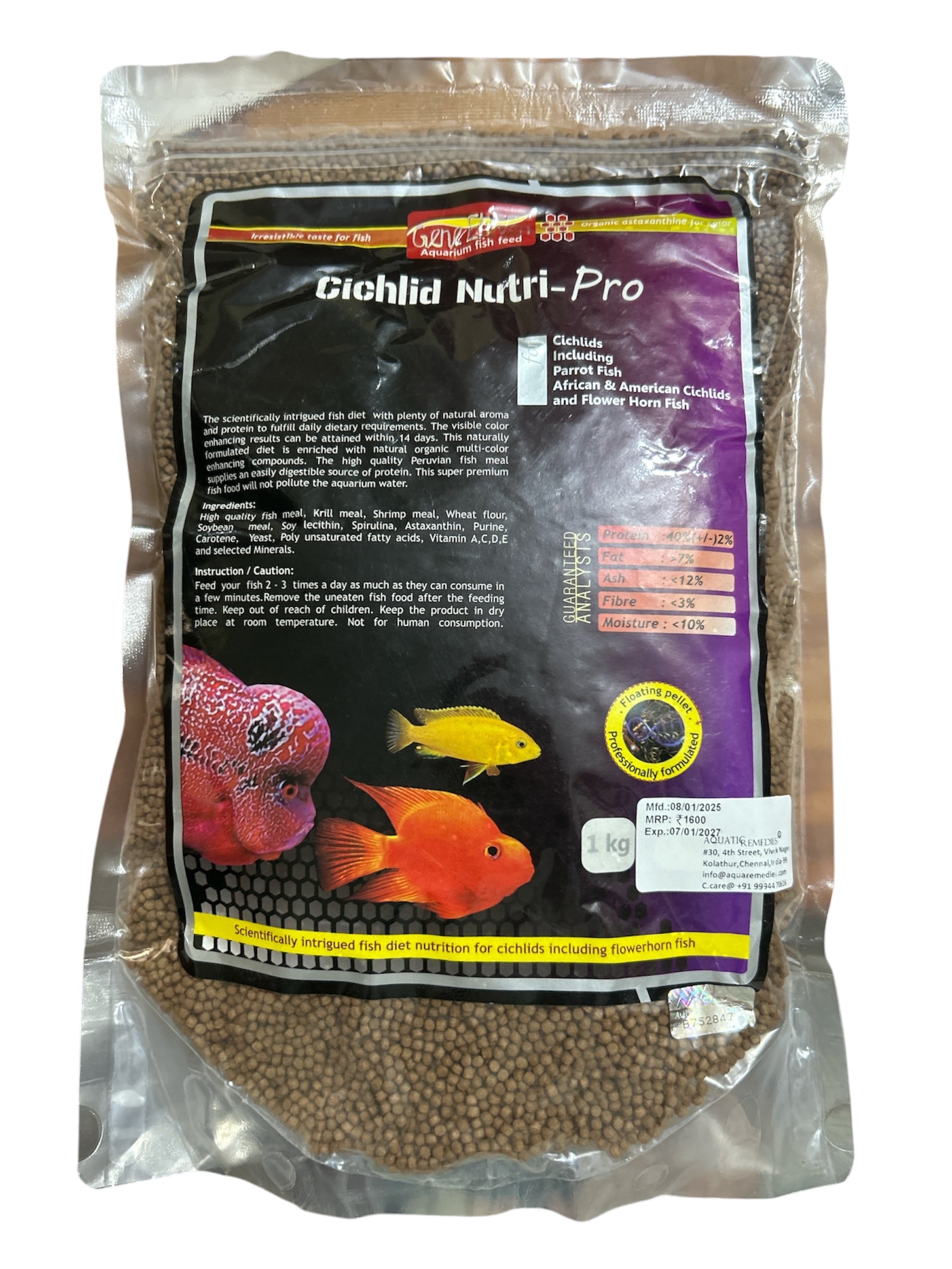 Gene Eleven Cichlid nutri pro Aquarium Fish Feed 1 kg
