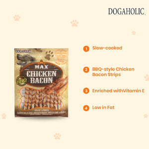 Rena Dogaholic BBQ Max Chicken Bacon Sticks, Dog Treats for All Breeds - Single Pack (130g)