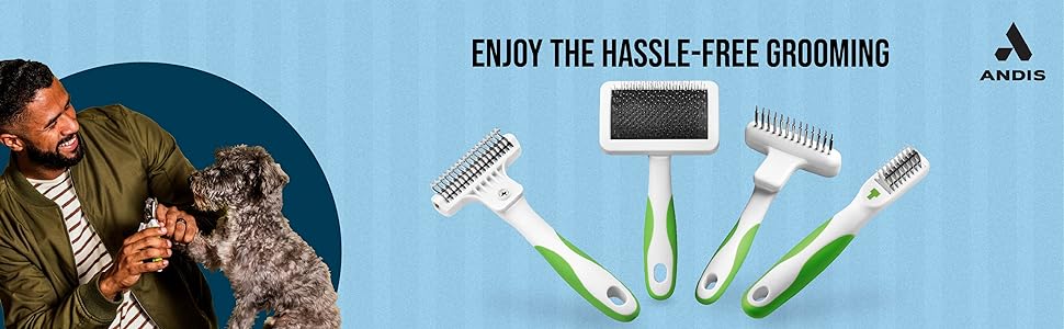 Andis 65760 Deshedding Tool For Cats & Dogs - Reduces Shedding Up To 90% - Quick & Clean Grooming - Skin-Friendly Dematting Brush With Non-Slip Rubber Handles