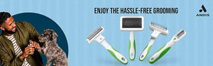 Andis 65760 Deshedding Tool For Cats & Dogs - Reduces Shedding Up To 90% - Quick & Clean Grooming - Skin-Friendly Dematting Brush With Non-Slip Rubber Handles