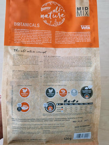 Bunny Nature Super Premium Botanicals Mid Mix with Daisies & Red Clover Flowers 120 G Supplementary Food for Dwarf Rabbits, Guinea Pigs, Chinchillas & Degus