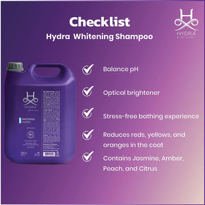 Hydra: - Groomer's Whitening Shampoo for Cats and Dogs | Contains an Optical Brightener That Reduces The Yellow in The Coat | Oatmeal Extract Moisturizes and Softens The Coat – 5 Litre