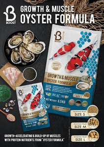 Boost Super Premium Koi Fish Food with Squid Liver Meal, for Growth & Muscle Oyster Formula Medium 5mm Pellet 1.5kg