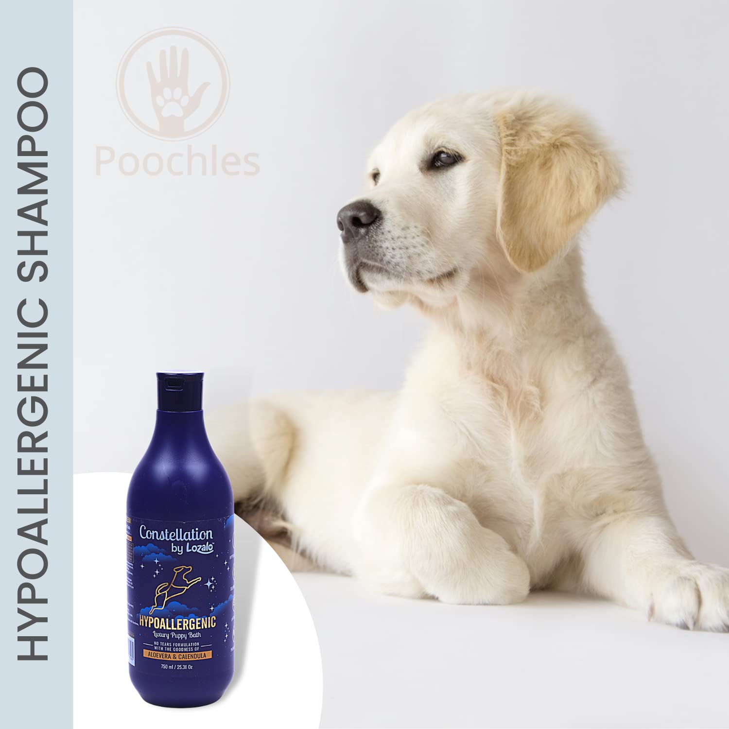 Lozalo Constellation Puppy Shampoo - 750ml Hypoallergenic Sulphate-Free Dry & Sensitive Skin Dog Wash for Puppy | Anti-Allergic Natural Aloevera for Healthy Pet Coat