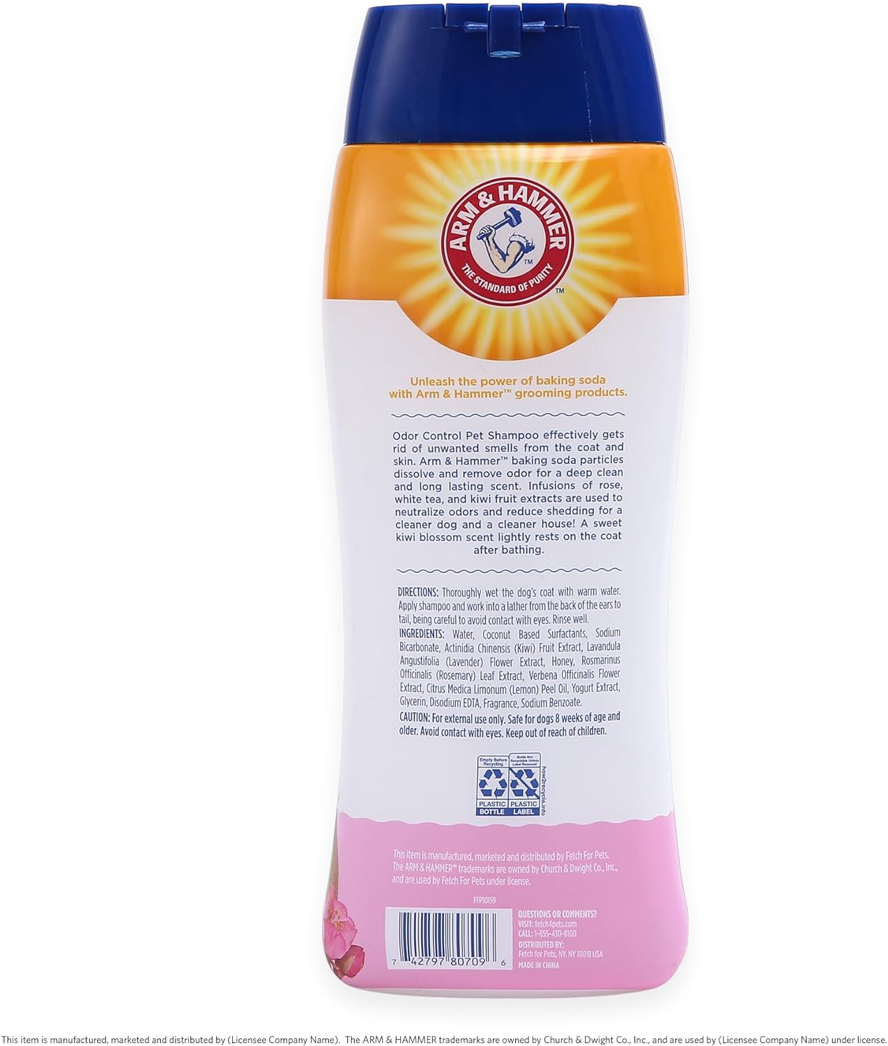 Arm & Hammer Deodorizing Dog Shampoo for Smelly Dogs & Puppies with Baking Soda, Moisturizing Dog Shampoo for Sensitive Skin - Kiwi Blossom Scent, 20 Fl Oz