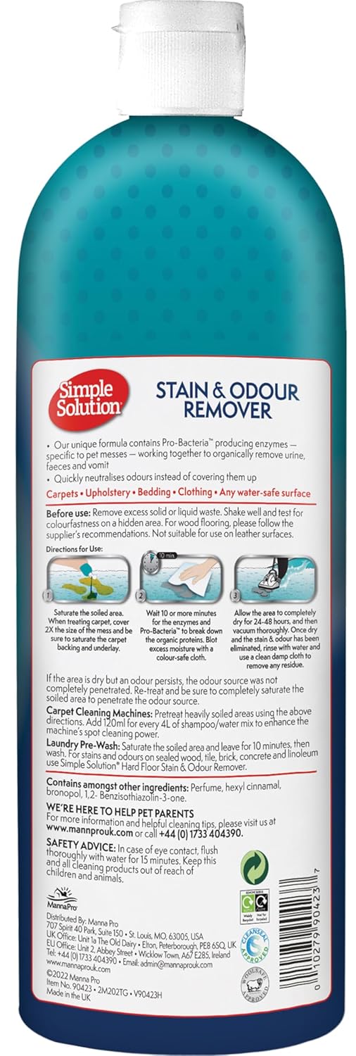 Simple Solution Dog Stain and Odor Remover, 1000 ml, 1 Piece