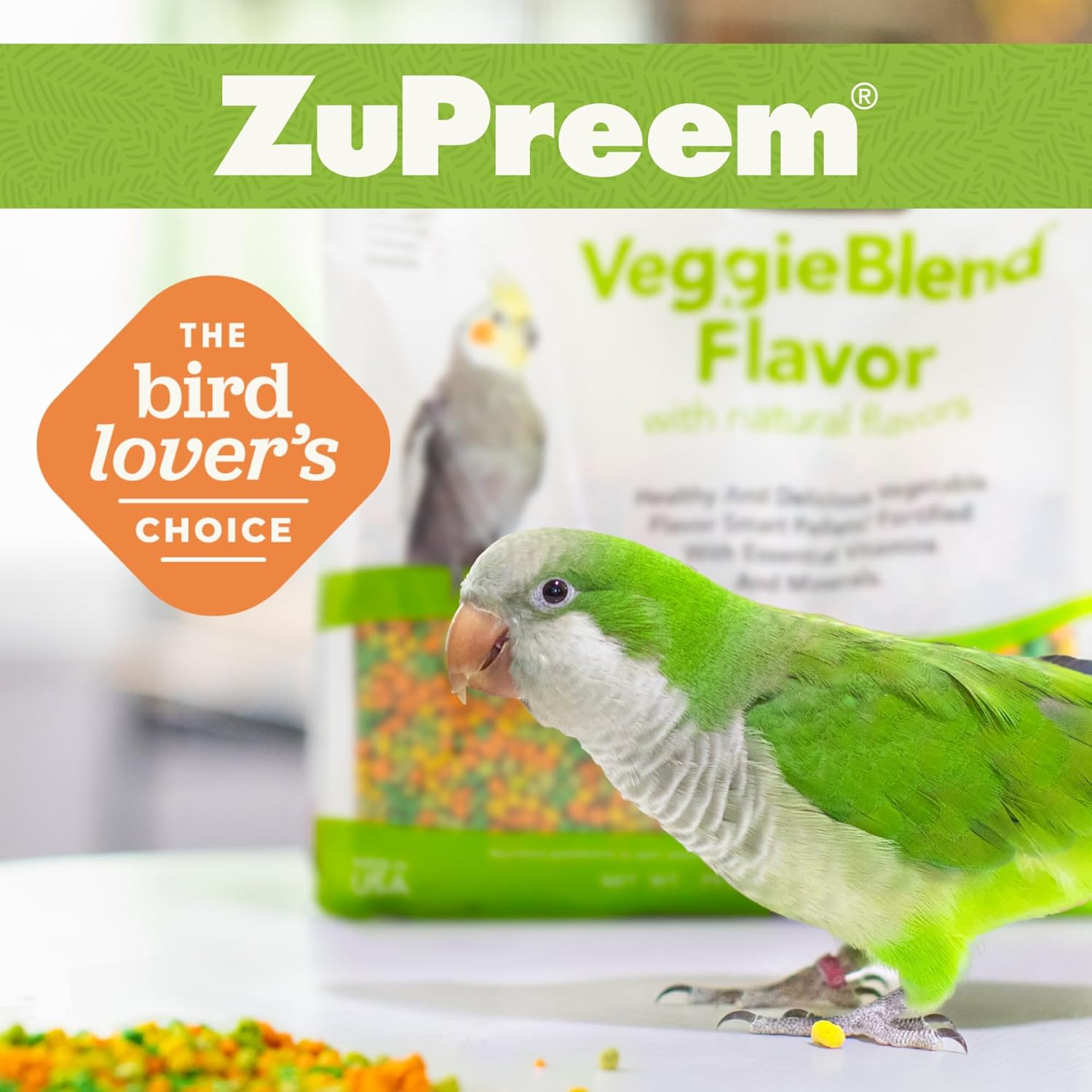 ZuPreem VeggieBlend Flavor with Natural Flavours Medium Bird Food 907-Gm,All Life Stages
