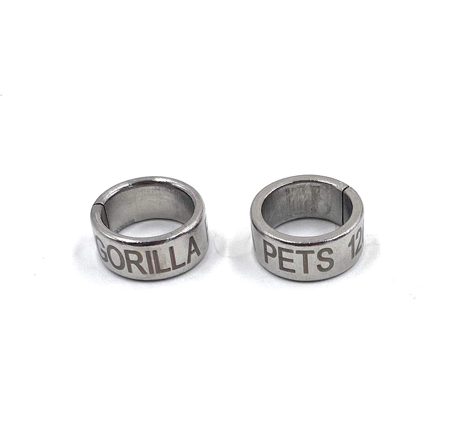 Gorilla pets Metal Brid Ring Silver for Big Parrot (DNA Identification Ring) Set of Two