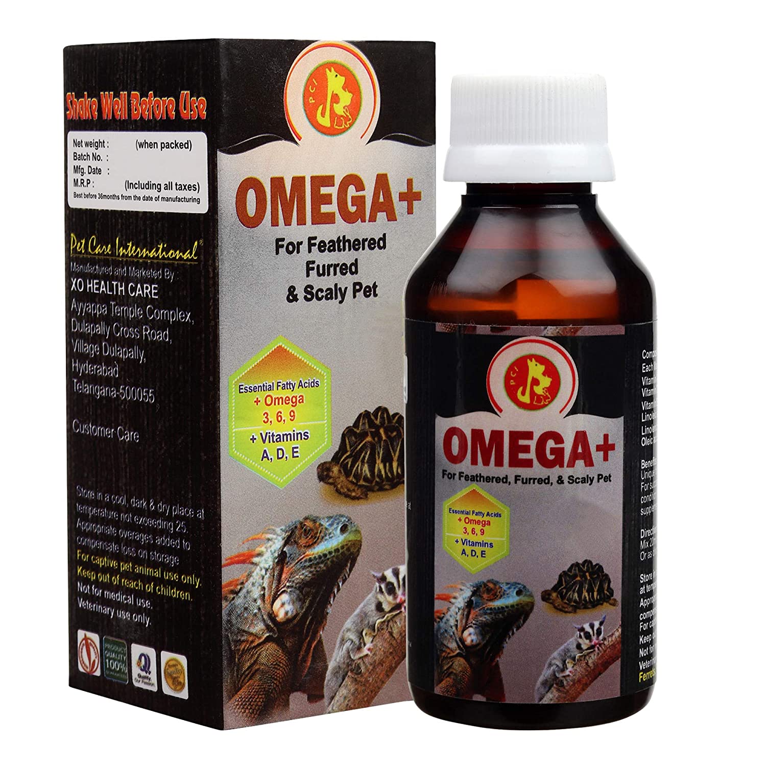 Pet Care International (PCI) Omega+ || Provide Essential Omega and Vitamins || for Healthy Iguana, Gecko and Other Scaly Pets Healthcare (30ml)