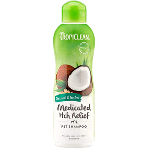 Tropiclean Natural Medicated Itch Relief Shampoo For Pets dog and cat With Oatmeal & Tea Tree,  355ml