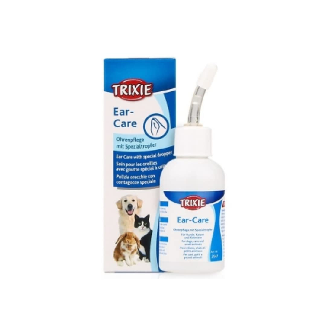 Trixie: - Ear Care for Dogs Cats and Other Small Animals | Offers Top Protection Against Dirt, Cleans and Maintains The Ear | Especially Suitable for Dogs with Droopy Ears – 50ml