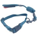 Gorilla pets Dog Collar with Leash Brown Color Powder Coated Anti Rust Metal Hooks (Blue)