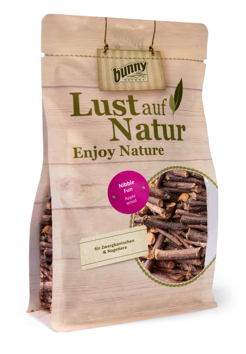 Bunny Nature Super Premium Enjoy Nature Nibble Fun Apple Wood 220 -G Natural Chew Snack ! Supplementary Food for Dwarf Rabbits, Guinea Pigs, Chinchillas, Degus, Dwarf Hamsters, Mice, Gerbils & Rats