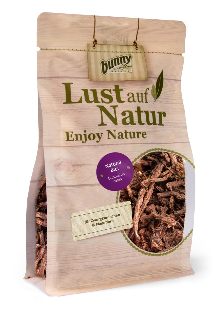 Bunny Nature Super Premium Enjoy Natural Bits Dandelion Roots 150 G Natural Chew Snack ! Supplementary Food for Dwarf Rabbits, Guinea Pigs, Chinchillas, Degus, Dwarf Hamsters, Mice, Gerbils & Rats