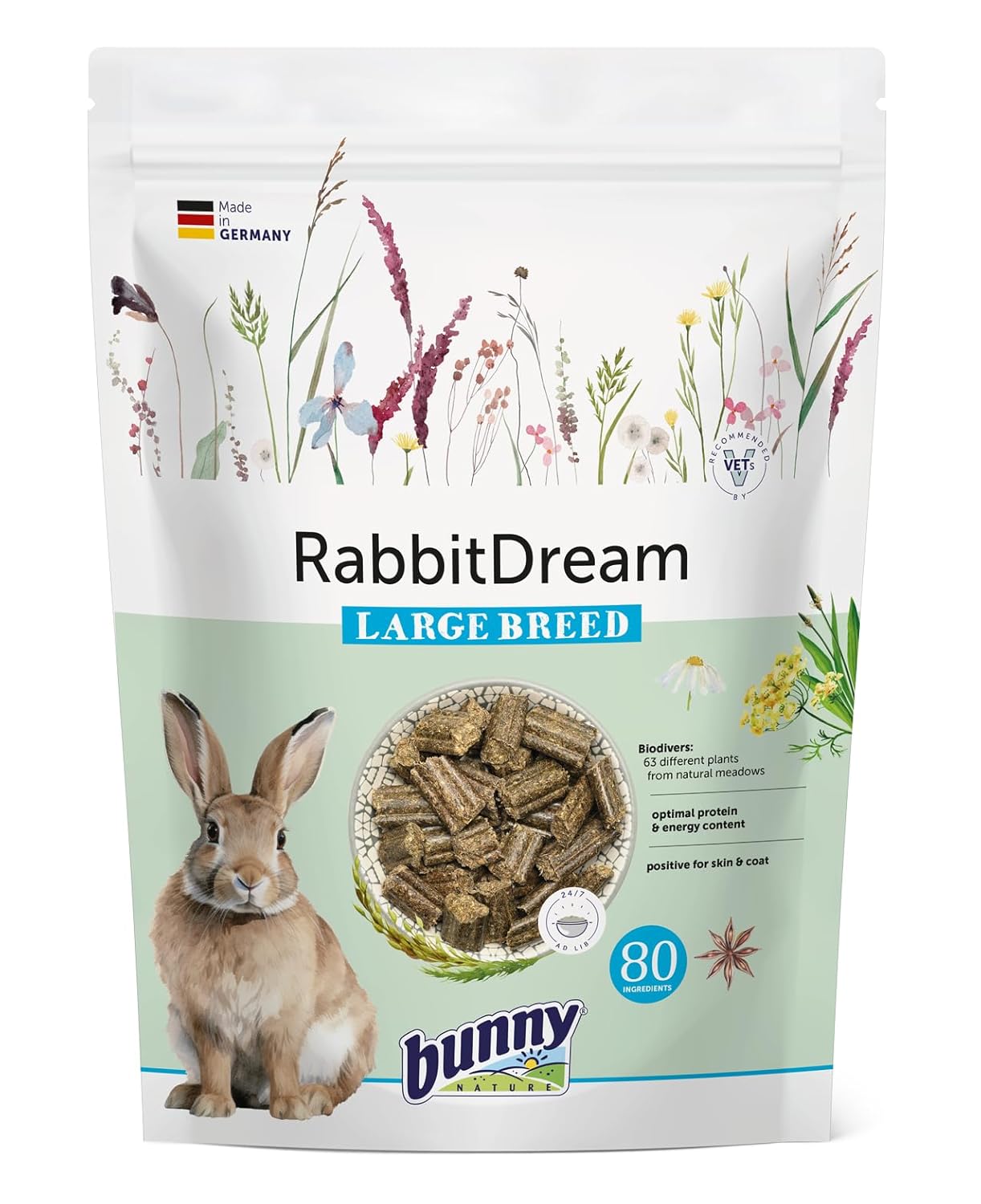 Bunny nature Rabbit Dream Large Breed 1.5kg | Natural Herbal Mix for Rabbits Food | High-Fiber, Nutritious Blend for Digestive Health and Enrichment