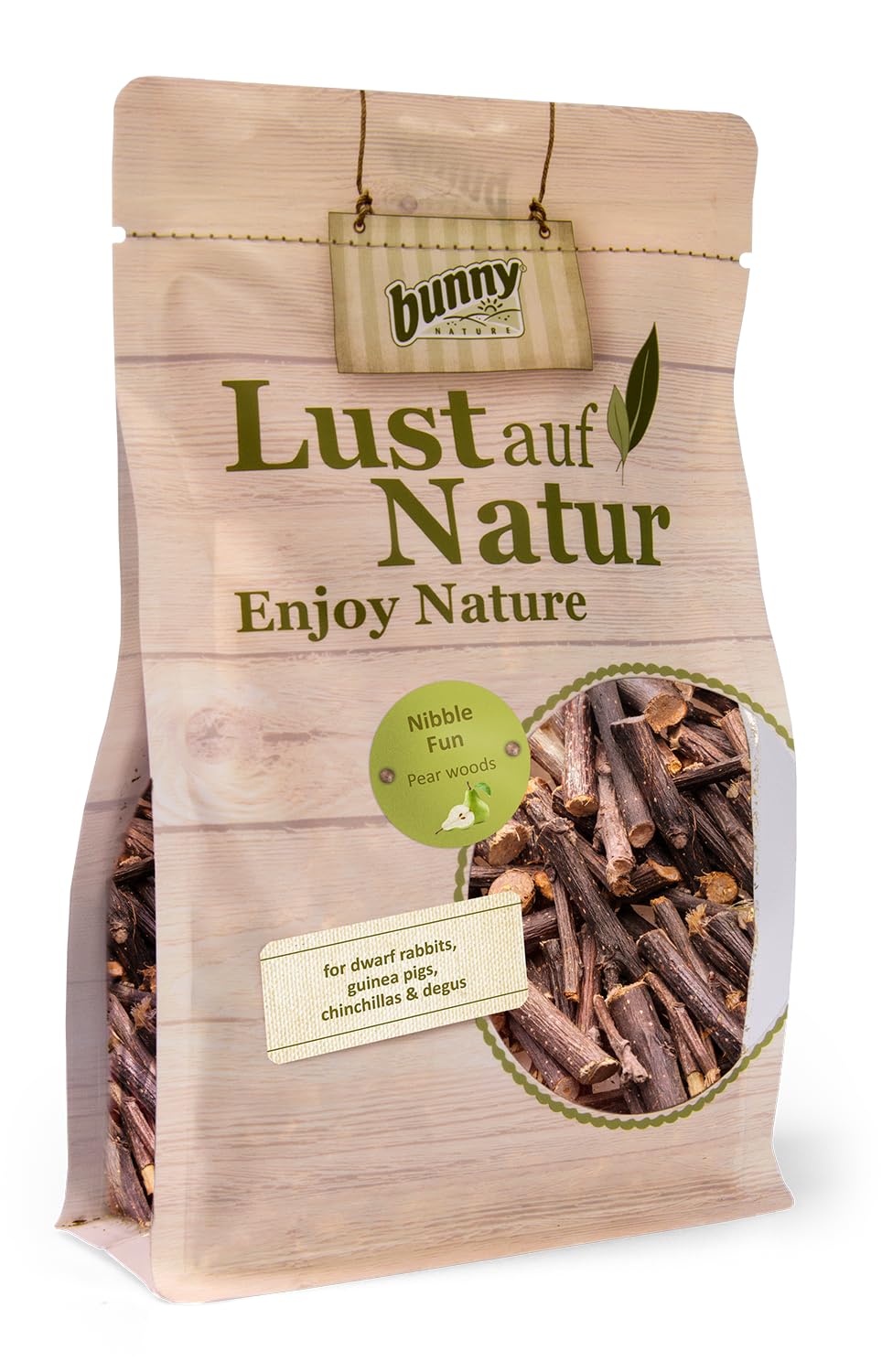 Bunny Nature Super Premium Enjoy Nature Nibble Fun Pear Wood – 200g | Natural Chew Snack ! Supplementary Food for Dwarf Rabbits, Guinea Pigs, Chinchillas, Degus, Dwarf Hamsters, Mice, Gerbils & Rats