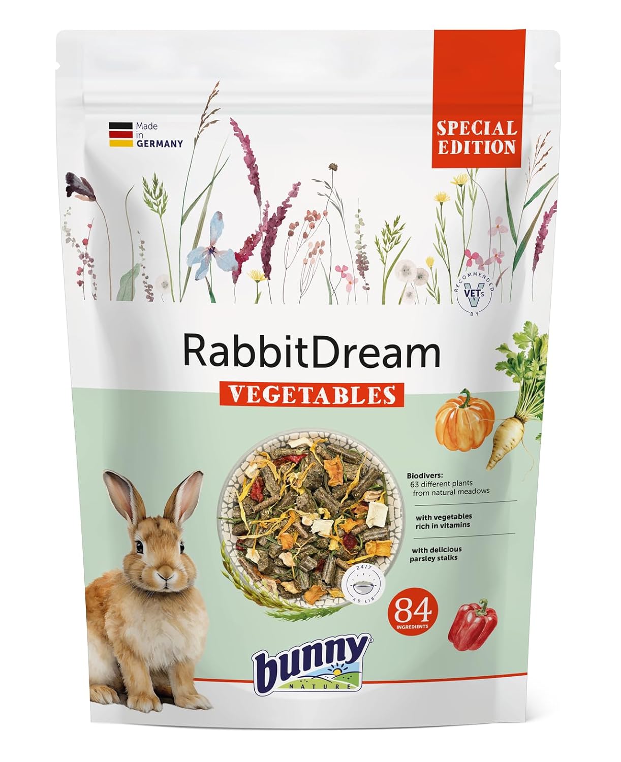 Rabbit Dream Special Edition Vegetables Food Pellets with High-Fiber & Essential Nutrients | Suitable for All Life Stages – 1.5 kg