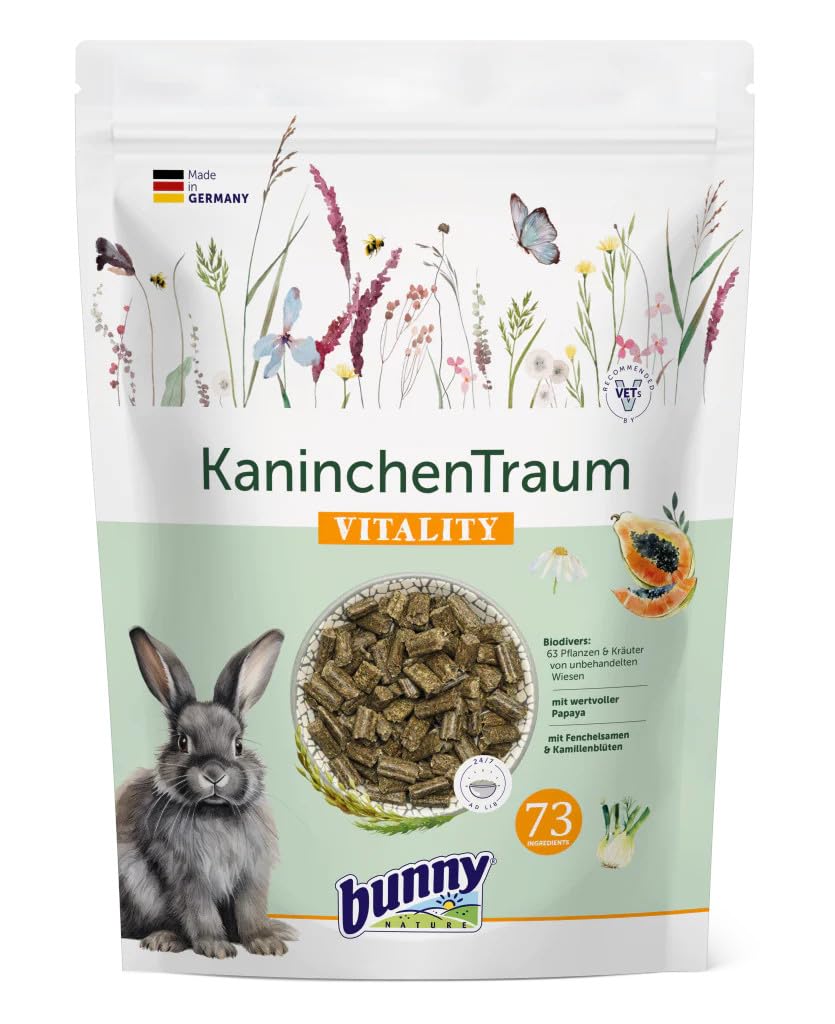 Bunny Nature Super Premium Food Rabbit Dream Vitality | Highly Nutritional Dry Rabbit Food | Feed Pellets | All Life Stages | 1.5 kg Pack | Natural, Balanced Diet with Vitamins, Minerals, & Fiber