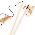 Gorilla pets Cat Teaser Stick Interactive Teasing Wand Wooden Toy with 45 cm Rod Rope 67cm Pack of 2