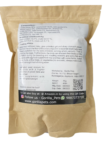 Gorilla Pets Bird Food Seed Mix 1 kg for All Kind of Exotic Birds - Image 2
