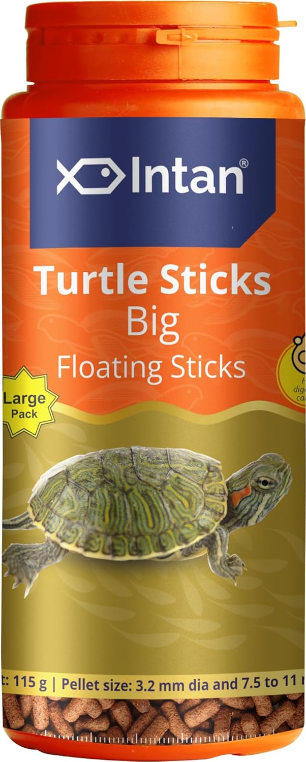 Intan Aquatic Turtle Food For All Life Stages For Growth & Health | Big Floating Sticks Suitable For Turtles | Nutritious Feed For Better Shell Health | Large Pack 115 Gm, 3.2 Mm Dia