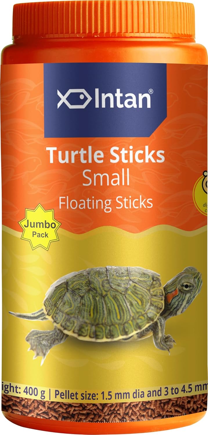 Aquatic Intan Turtle Food for Health & Growth | Small Floating Sticks Suitable for Turtles | Nutritious Feed for Better Shell Health | Jumbo Pack 400 gm, 1.5 mm Día & 3 to 4.5 mm Length