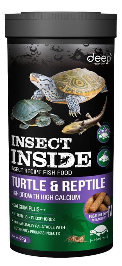 Deep Insect Inside (Cricket) with Calcium Plus++, Vitamin D3 Super Premium Food for Turtle & Reptile High Growth Medium Pellet 80gm