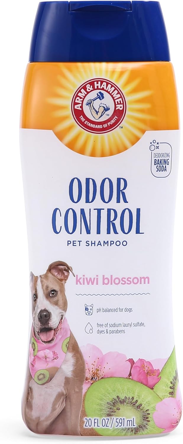 Arm & Hammer Deodorizing Dog Shampoo for Smelly Dogs & Puppies with Baking Soda, Moisturizing Dog Shampoo for Sensitive Skin – Kiwi Blossom Scent, 20 Fl Oz