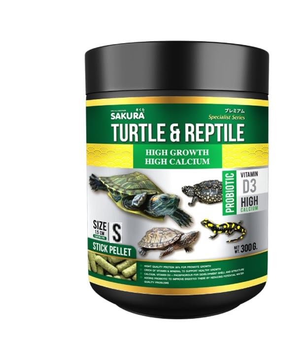 Sakura Super Premium Speacial Food for Turtle & Reptile with Vitamin D3, High Calcium & Probiotic Stick Pellet 8mm (S) 300gm