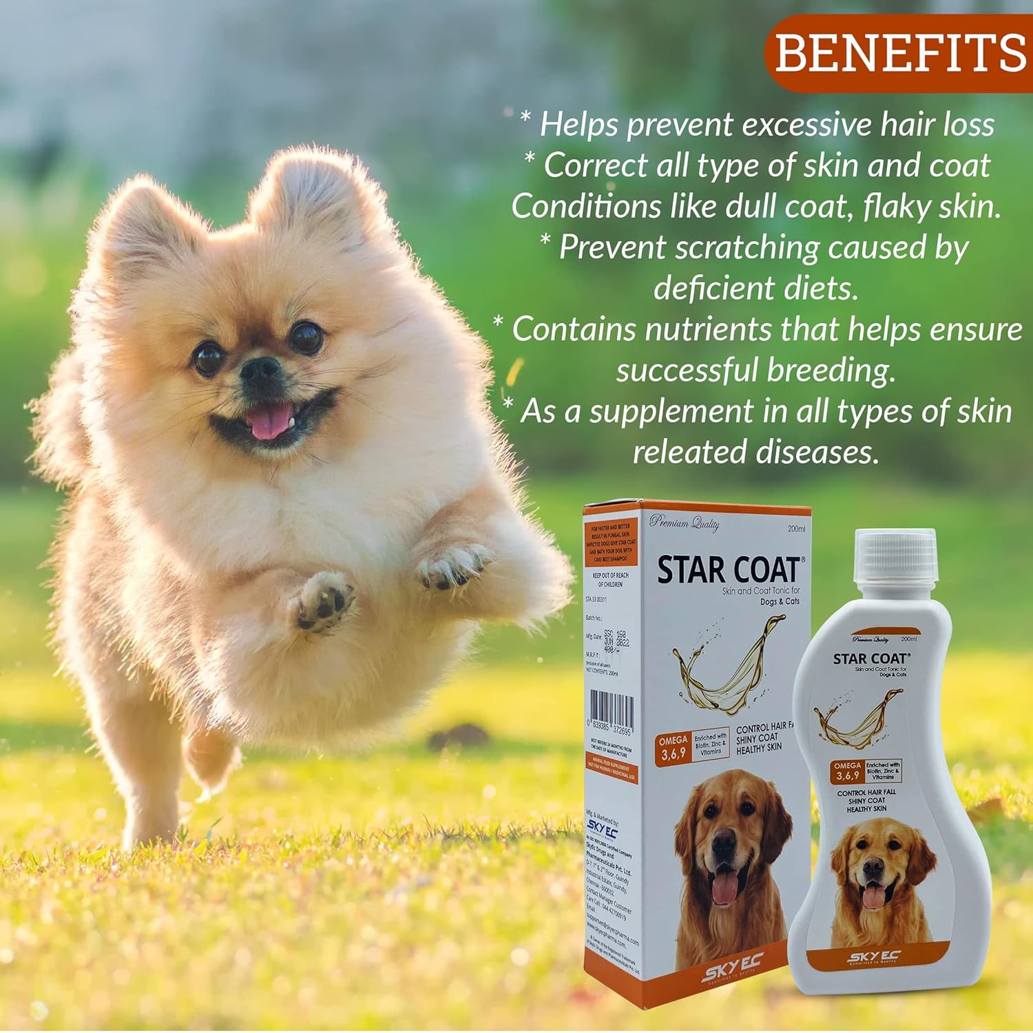 Star Coat Skin and Coat Tonic Supplement Enriched with Omega and Biotin for Dogs and Cats (500 ml) - Image 5
