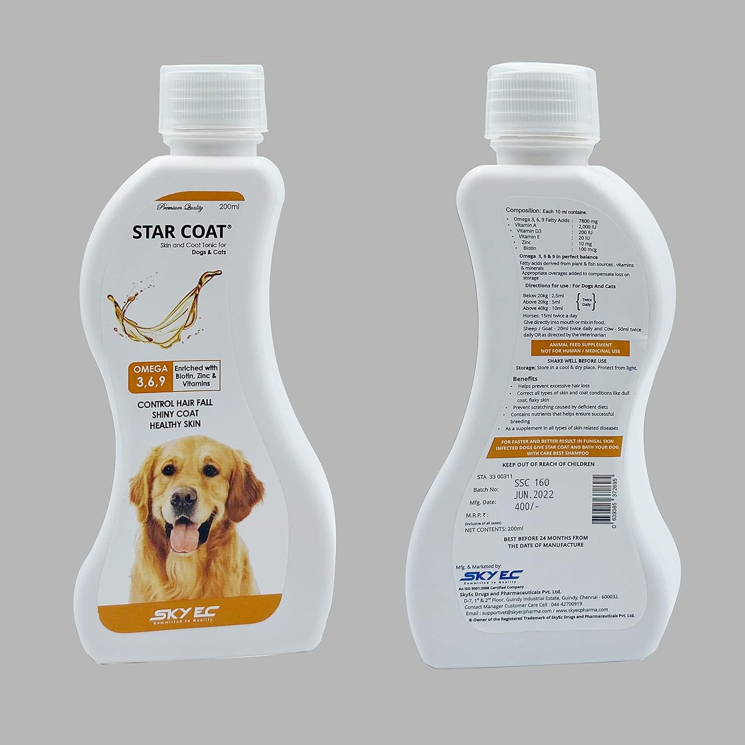 Star Coat Skin and Coat Tonic Supplement Enriched with Omega and Biotin for Dogs and Cats (500 ml) - Image 3
