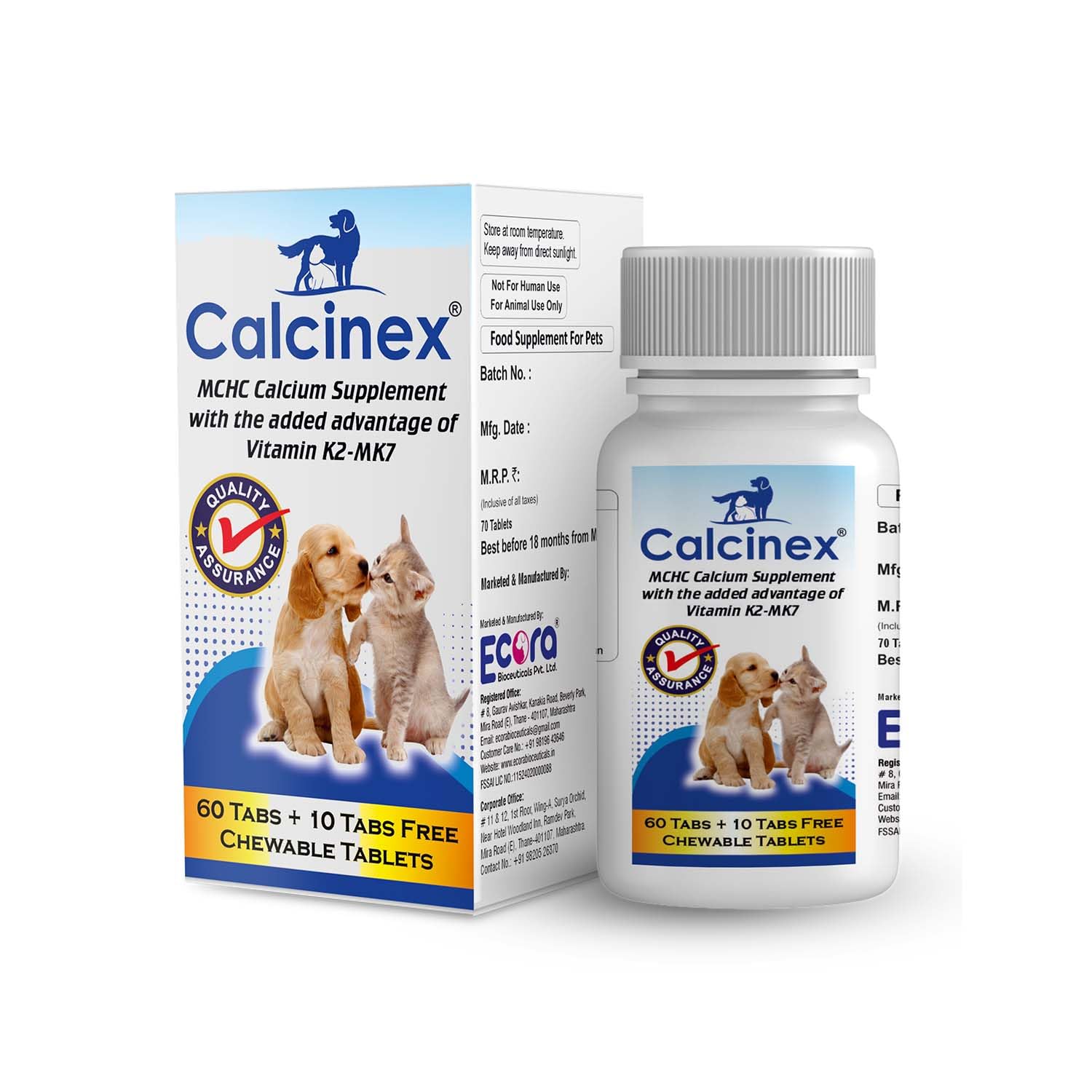 Calcinex Tab 70’s – Advanced Calcium Supplement for Pets | Strong Bones, Healthy Teeth, and Joint Support | with Vitamin D3 & Essential Minerals | Ideal for Dogs & Cats
